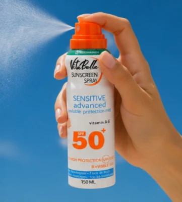 اسپری ضد افتاب ویتابلا SPF50 و 150 میل بدون ایجاد چربی و سنگینی روی پوست